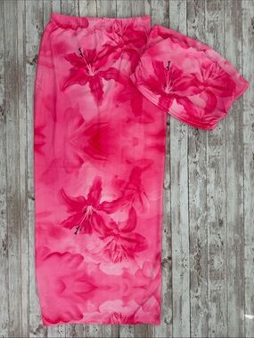 Pink Floral Skirt Set Shein Women's sz Medium Tube Top Maxi Skirt